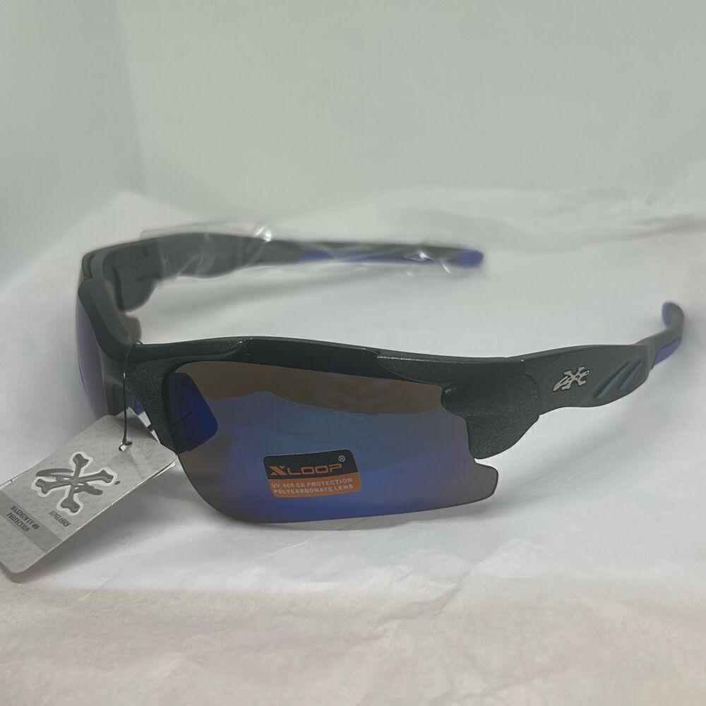 XLoop Sport Sunglasses – Blue Mirrored Lens – Shatter-Resistant UV400 Protection